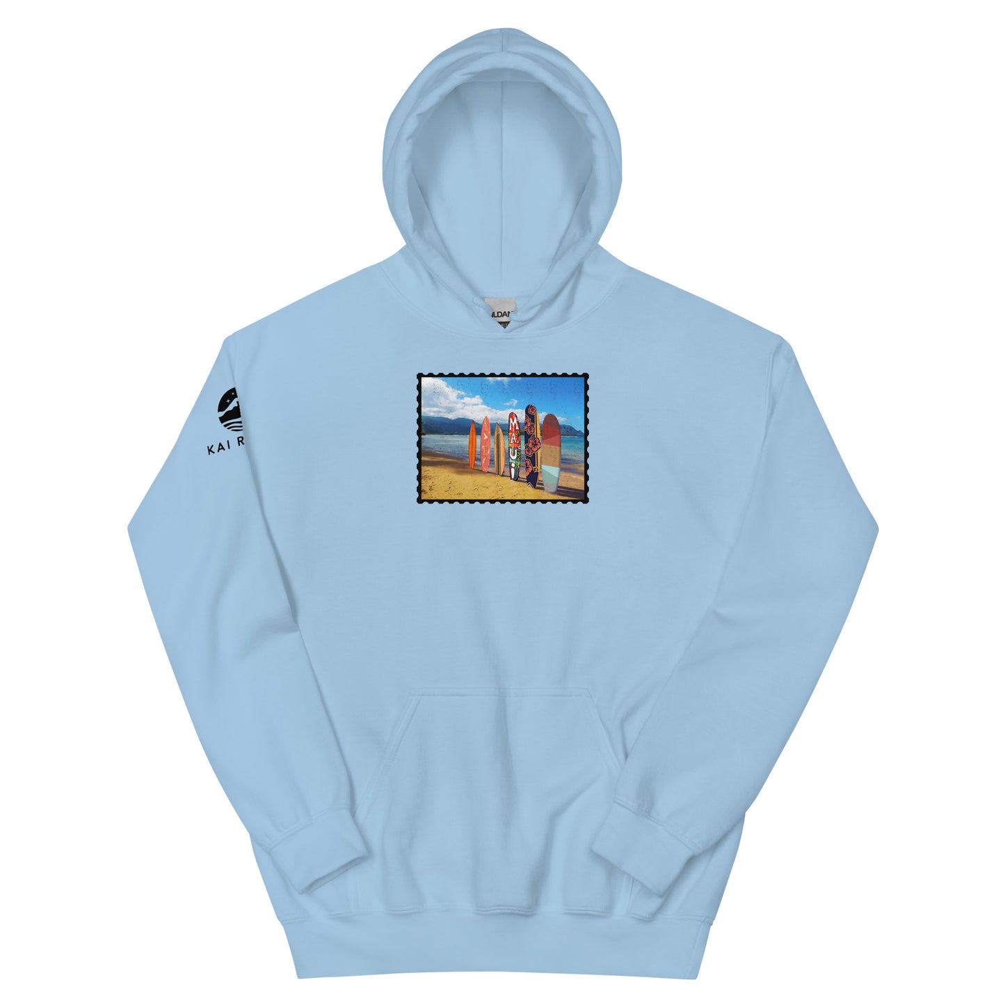 Postcard Boarding in Maui Unisex Hoodie