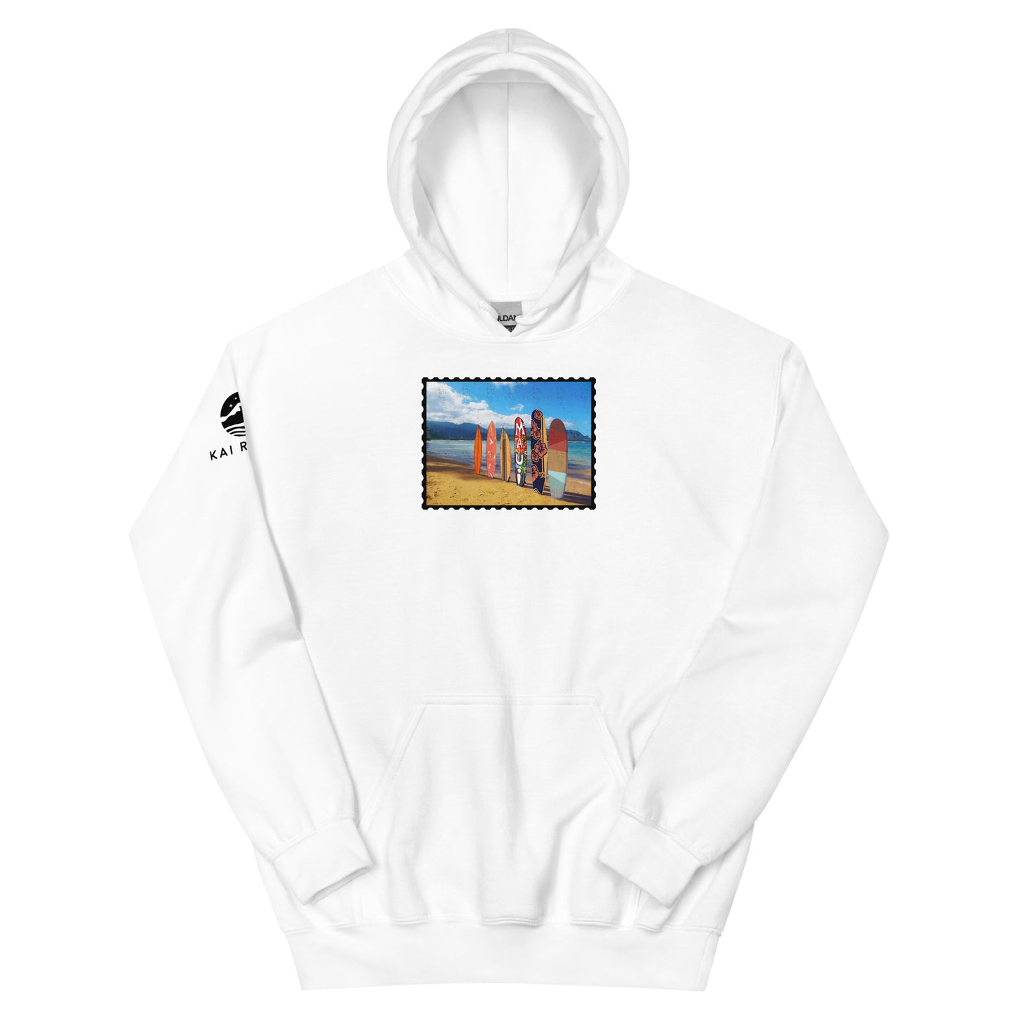 Postcard Boarding in Maui Unisex Hoodie