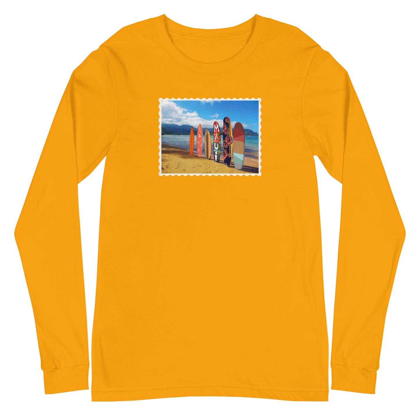 Postcard Boarding in Maui Unisex Long Sleeve Tee