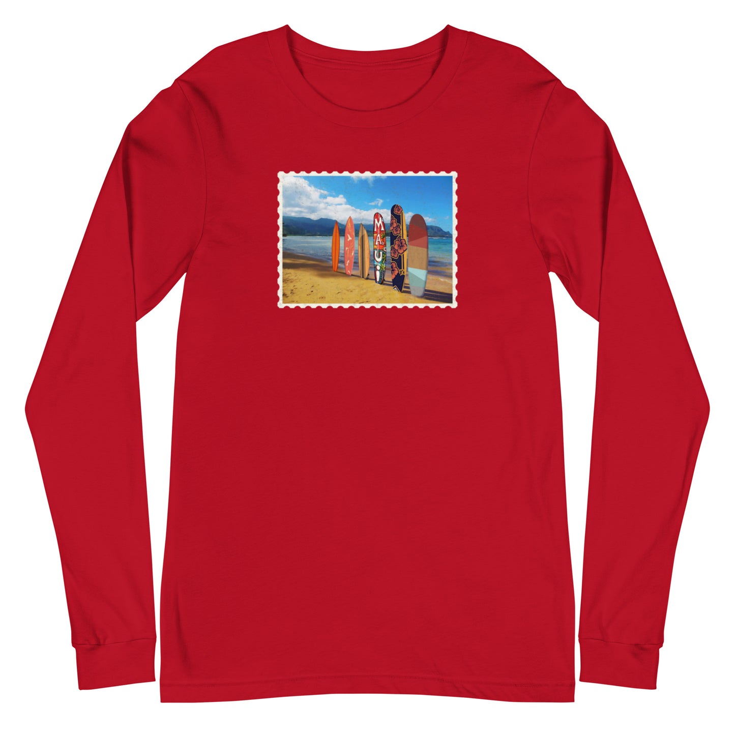 Postcard Boarding in Maui Unisex Long Sleeve Tee