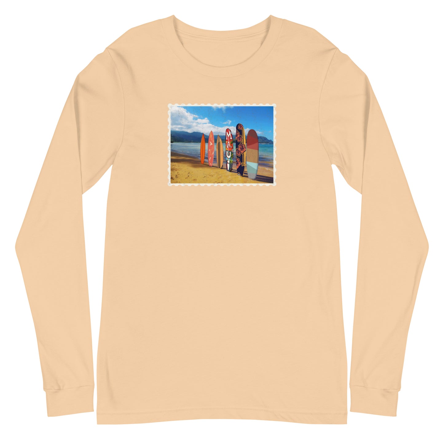 Postcard Boarding in Maui Unisex Long Sleeve Tee