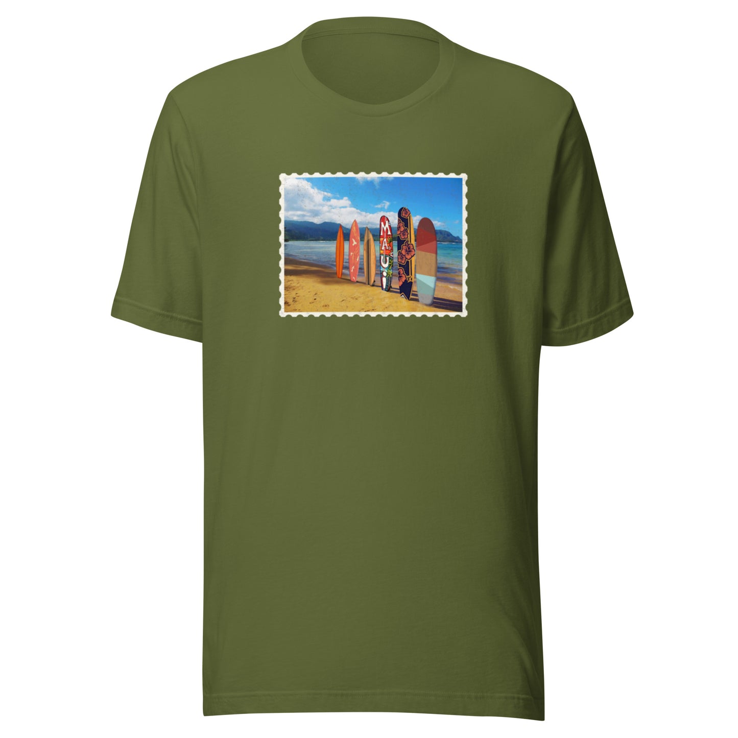 Postcard Boarding in Maui Unisex t-shirt