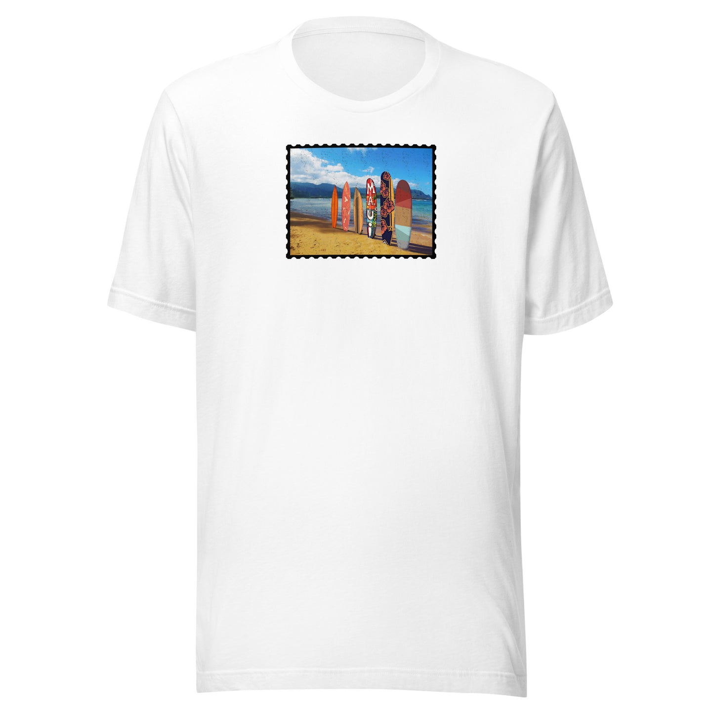 Postcard Boarding in Maui Unisex t-shirt